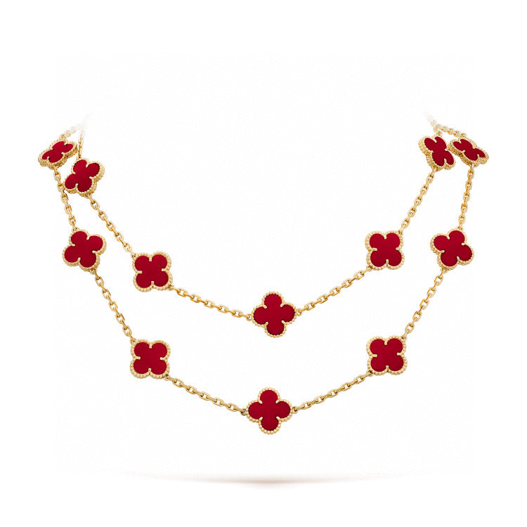 [LumiVibe]CLOVER 20 MOTIFS CARNELIAN NECKLACE