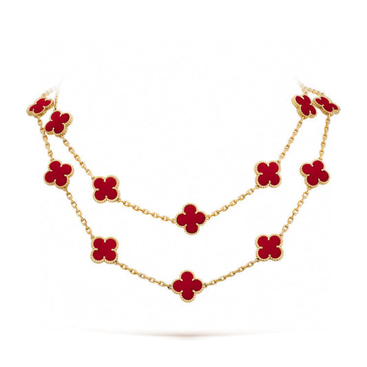 [LumiVibe]CLOVER 20 MOTIFS CARNELIAN NECKLACE