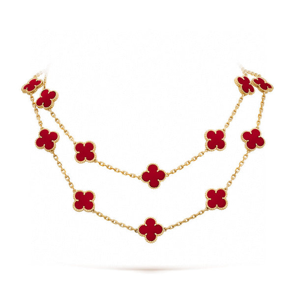 [LumiVibe]CLOVER 20 MOTIFS CARNELIAN NECKLACE