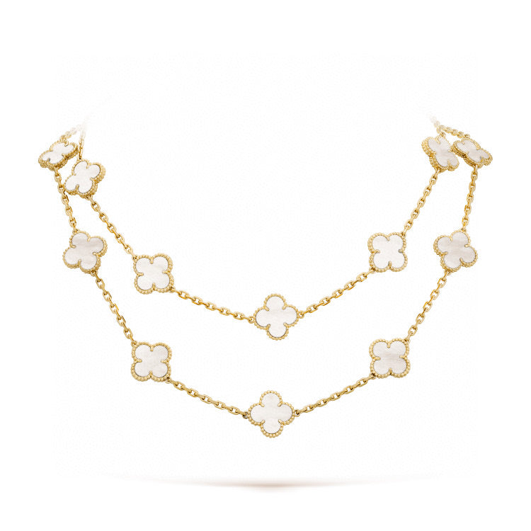 [LumiVibe]CLOVER 20 MOTIFS WHITE MOP NECKLACE