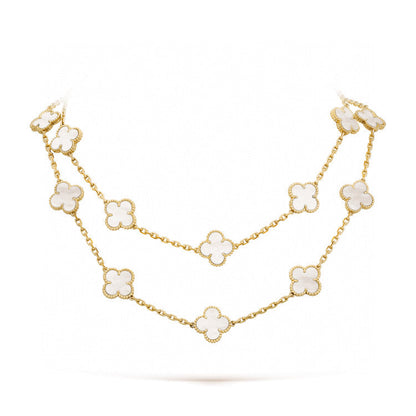 [LumiVibe]CLOVER 20 MOTIFS WHITE MOP NECKLACE