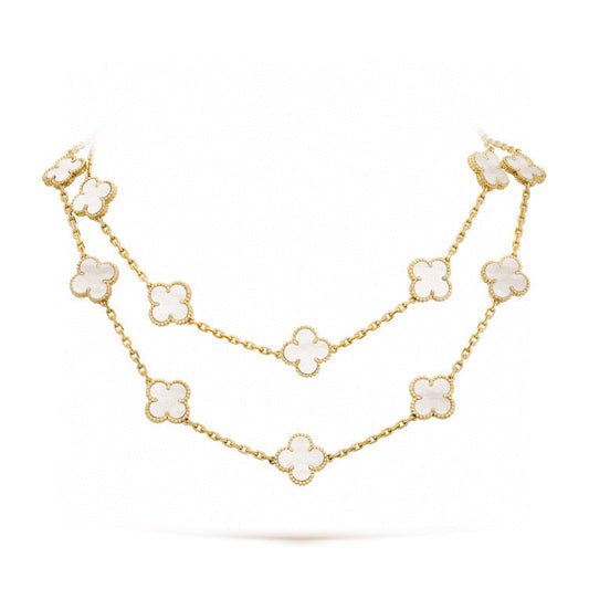 [LumiVibe]CLOVER 20 MOTIFS WHITE MOP NECKLACE