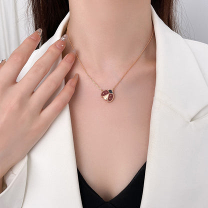 [LumiVibe]LUCKY  CARNELIANS LADYBUG NECKLACE