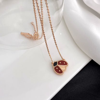 [LumiVibe]LUCKY  CARNELIANS LADYBUG NECKLACE