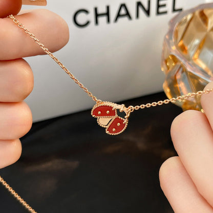 [LumiVibe]LUCKY  CARNELIANS LADYBUG NECKLACE
