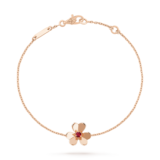 [LumiVibe]FRIVOLE GOLD FLOWER PINK MALACHITE BRACELET