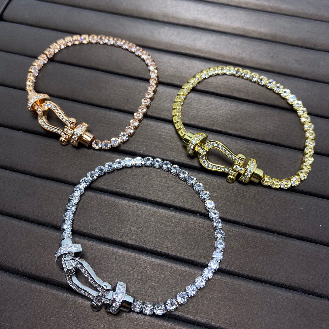 [LumiVibe]FORCE  LARGE HORSESHOE FULL DIAMOND TENNIS BRACELET
