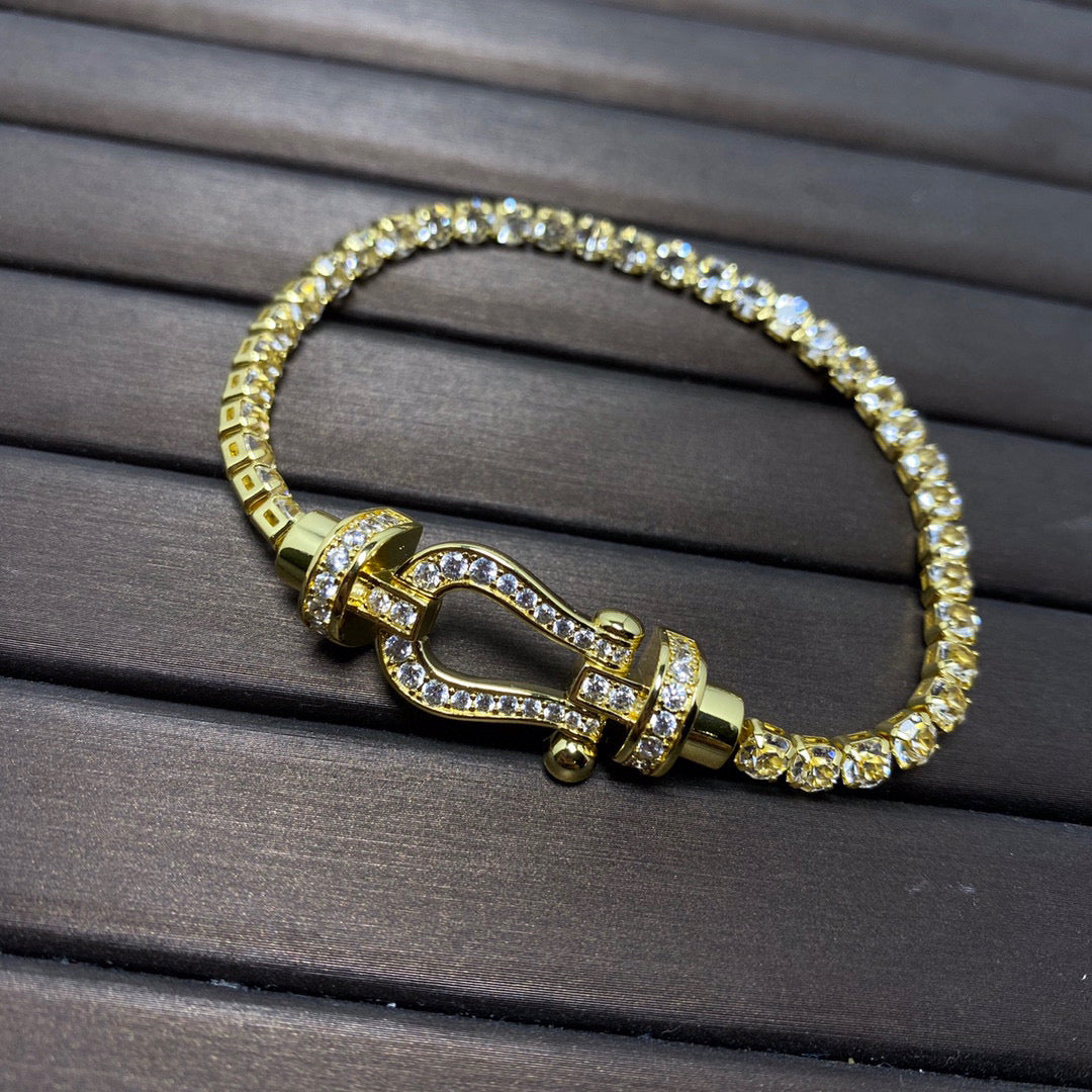 [LumiVibe]FORCE  LARGE HORSESHOE FULL DIAMOND TENNIS BRACELET