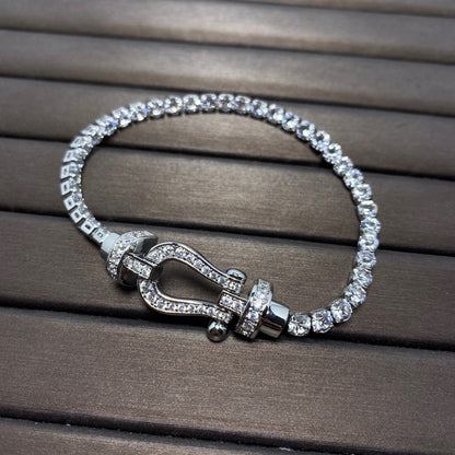 [LumiVibe]FORCE  LARGE HORSESHOE FULL DIAMOND TENNIS BRACELET