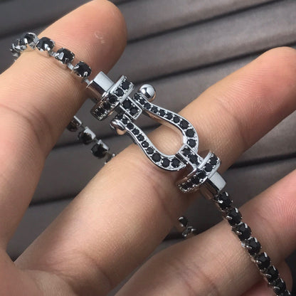 [LumiVibe]FORCE  LARGE HORSESHOE FULL DIAMOND TENNIS BRACELET