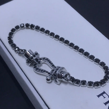 [LumiVibe]FORCE  LARGE HORSESHOE FULL DIAMOND TENNIS BRACELET