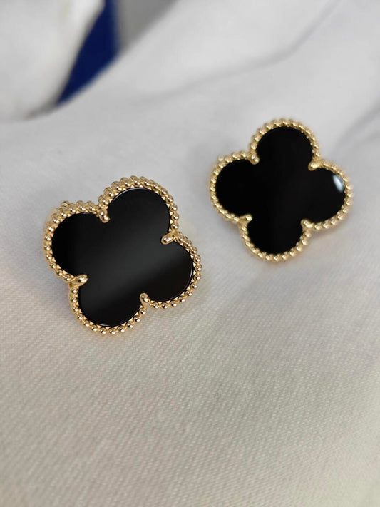 [LumiVibe]CLOVER 20MM BLACK MOP EARRINGS