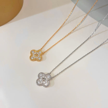 [LumiVibe]CLOVER 15MM DIAMOND SINGLE FLOWER NECKLACE