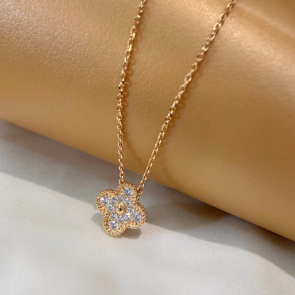 [LumiVibe]CLOVER 15MM DIAMOND SINGLE FLOWER NECKLACE