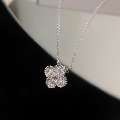 [LumiVibe]CLOVER 15MM DIAMOND SINGLE FLOWER NECKLACE