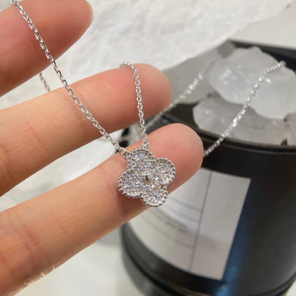 [LumiVibe]CLOVER 15MM DIAMOND SINGLE FLOWER NECKLACE