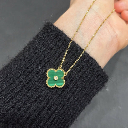 [LumiVibe]CLOVER 15MM DIAMOND TURQUOISE NECKLACE