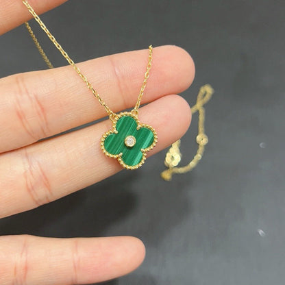 [LumiVibe]CLOVER 15MM DIAMOND TURQUOISE NECKLACE