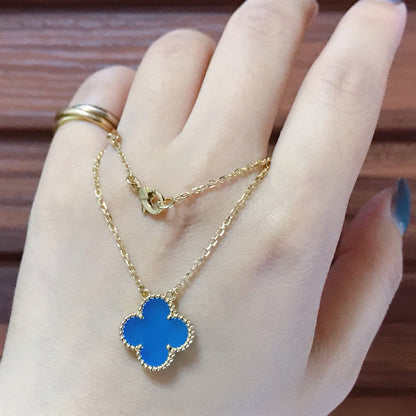 [LumiVibe]CLOVER 15MM BLUE AGATE NECKLACE