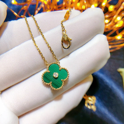 [LumiVibe]CLOVER 15MM DIAMOND TURQUOISE NECKLACE
