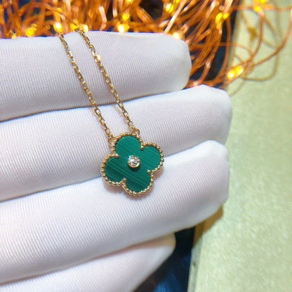 [LumiVibe]CLOVER 15MM DIAMOND TURQUOISE NECKLACE