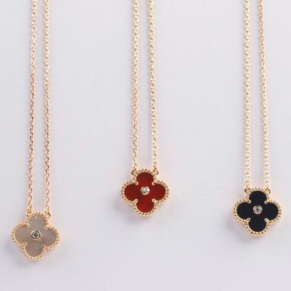 [LumiVibe]CLOVER 15MM DIAMOND CARNELIAN NECKLACE