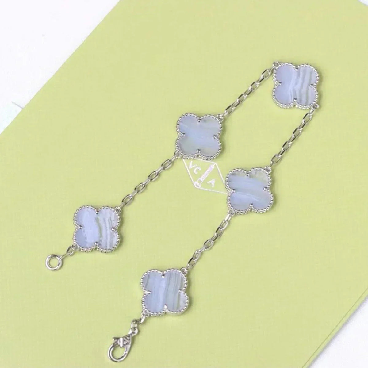 [LumiVibe] CLOVER 5 MOTIF PURPLE CHALCEDONY BRACELET COLLECTION