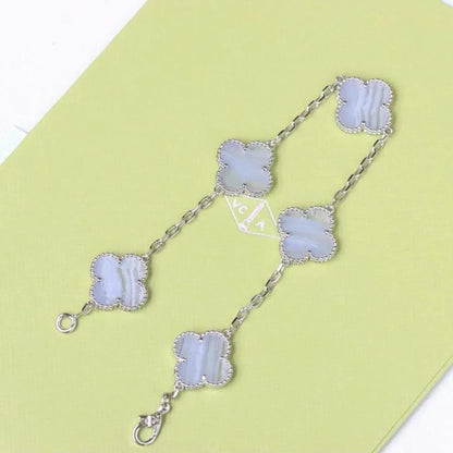 [LumiVibe] CLOVER 5 MOTIF PURPLE CHALCEDONY BRACELET COLLECTION