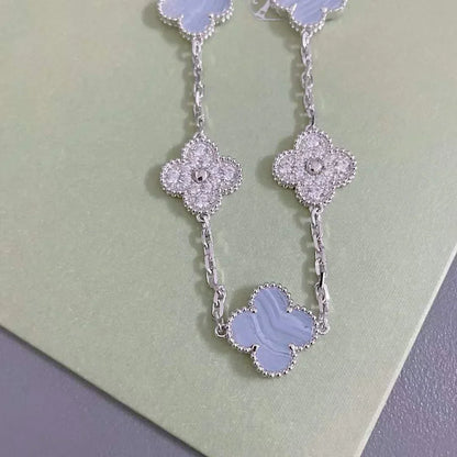 [LumiVibe] CLOVER 5 MOTIF PURPLE CHALCEDONY BRACELET COLLECTION