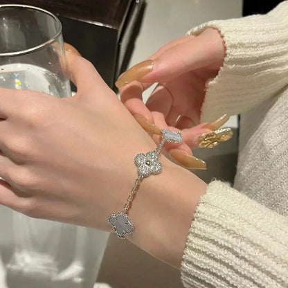 [LumiVibe] CLOVER 5 MOTIF PURPLE CHALCEDONY BRACELET COLLECTION