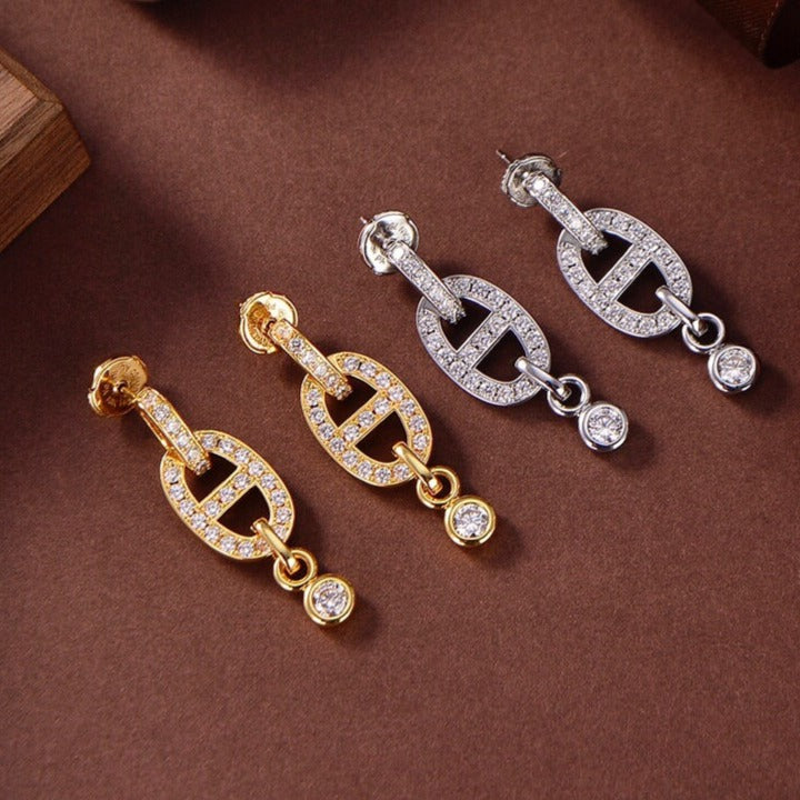 [LumiVibe]HM CHAINE DIAMOND EARRINGS