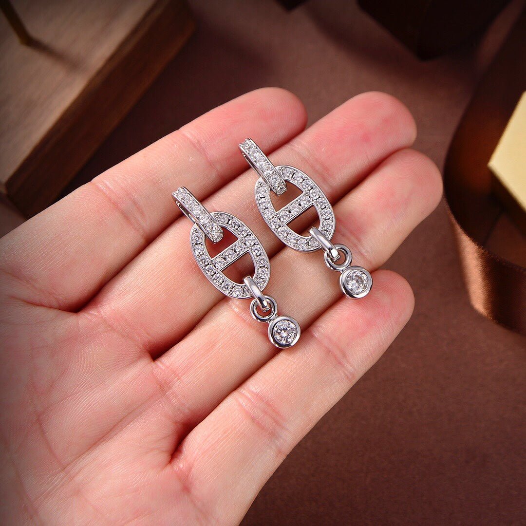 [LumiVibe]HM CHAINE DIAMOND EARRINGS