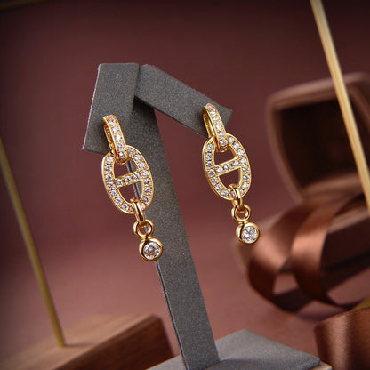 [LumiVibe]HM CHAINE DIAMOND EARRINGS