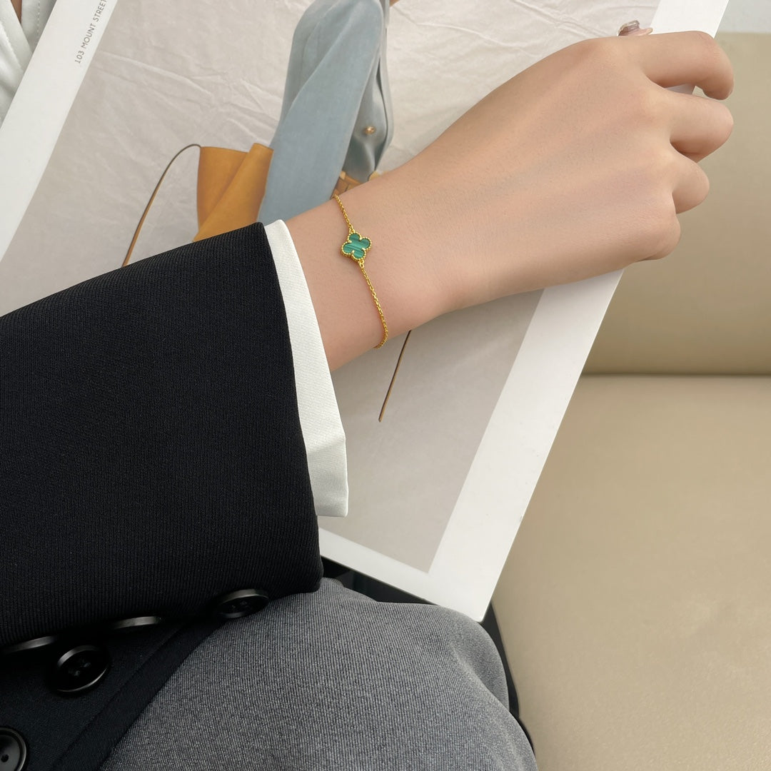 [LumiVibe]CLOVER BRACELET MALACHITE 1 MOTIF