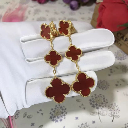 [LumiVibe]CLOVER 3 MOTIF CARNELIAN DROP EARRINGS