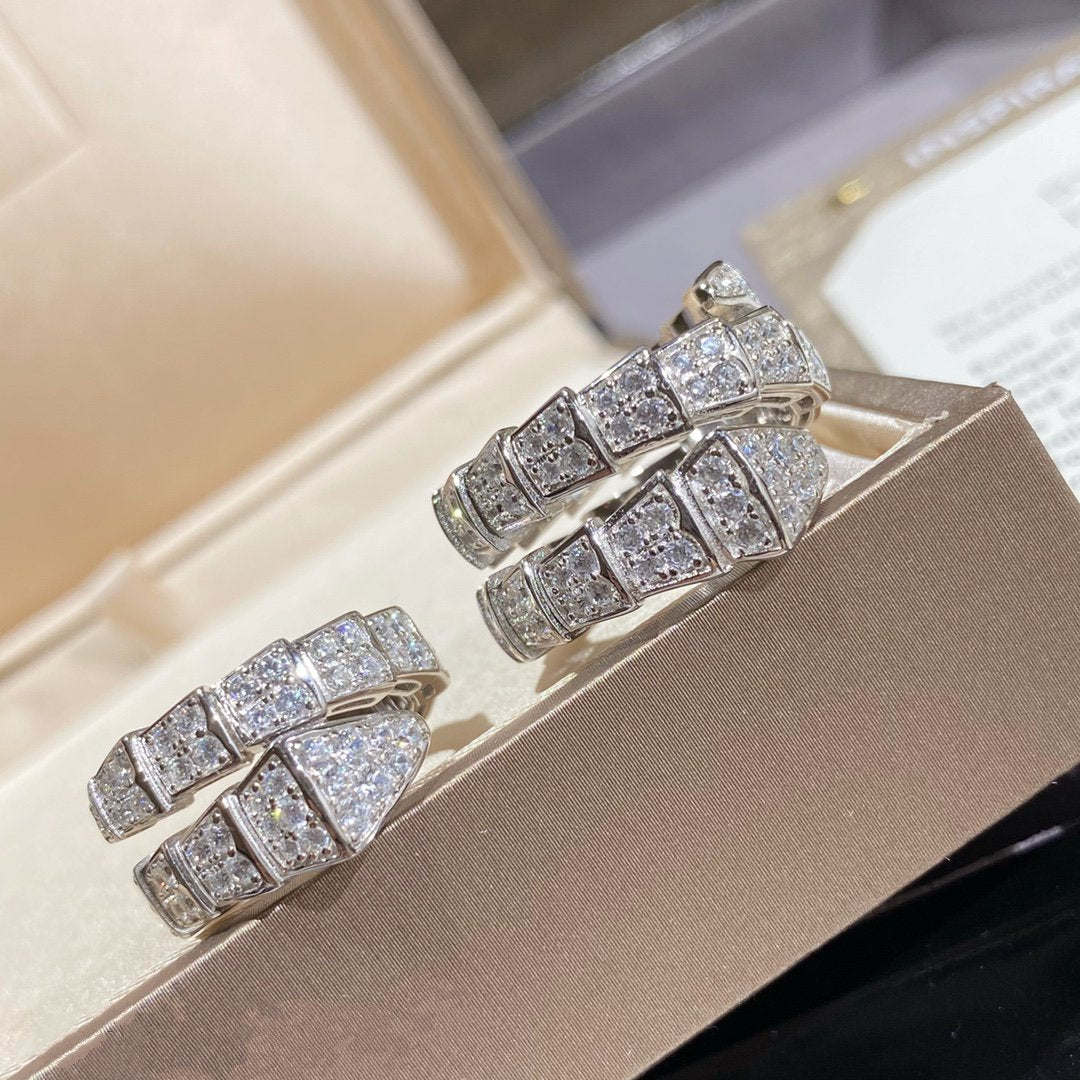 [LumiVibe]SERPENTI DOUBLE RING SILVER DIAMOND PAVED