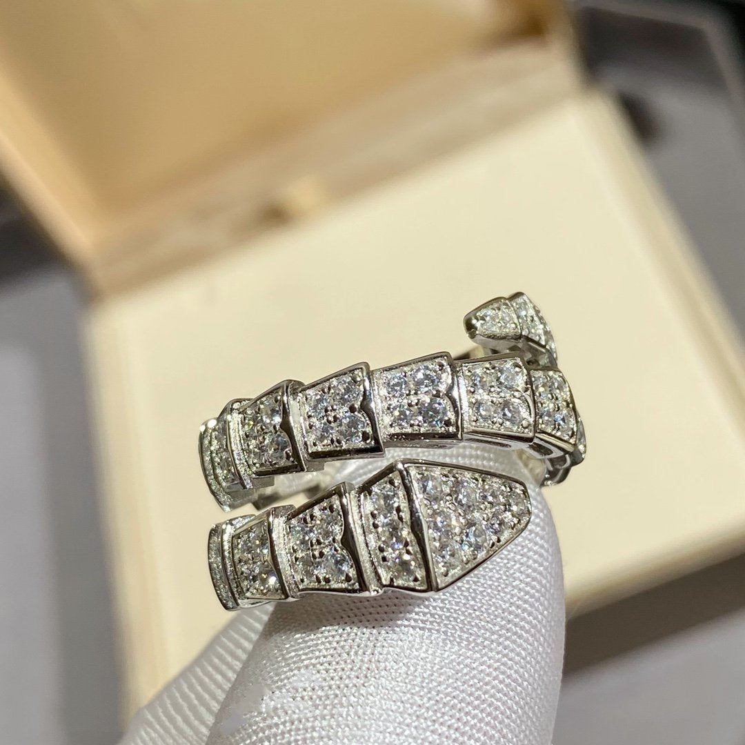 [LumiVibe]SERPENTI DOUBLE RING SILVER DIAMOND PAVED