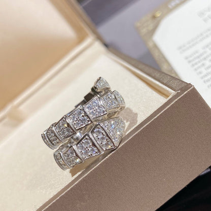 [LumiVibe]SERPENTI DOUBLE RING SILVER DIAMOND PAVED