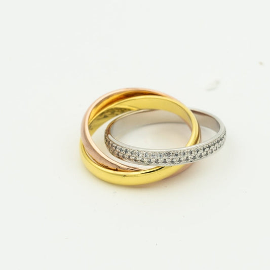 [LumiVibe Jewelry]TRINITY RING GOLD PINK GOLD SILVER DIAMONDS