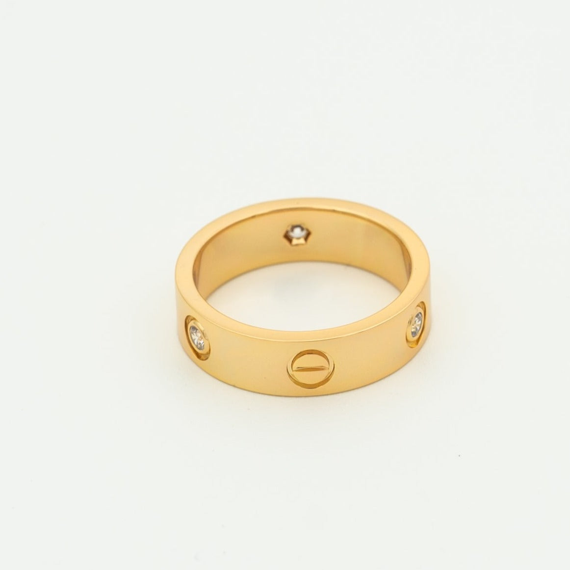 [LumiVibe]LOVE RING 5.5MM 3 DIAMONDS PINK GOLD