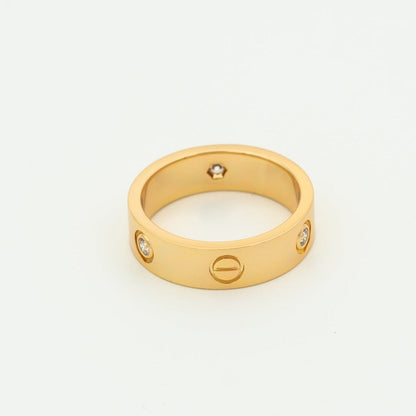 [LumiVibe]LOVE RING 5.5MM 3 DIAMONDS PINK GOLD