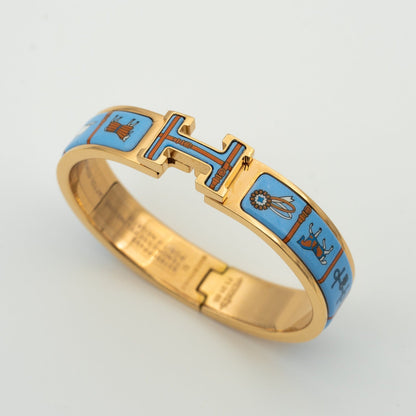 [LumiVibe]H PINK GOLD BRACELET BLUE CERAMIC