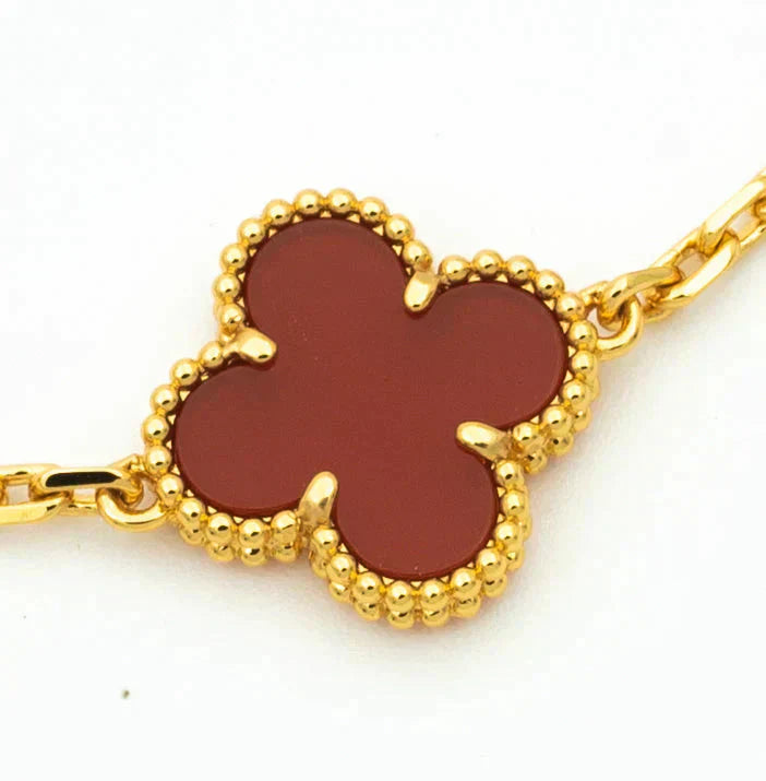 [LumiVibe] CLOVER 5 MOTIF RED CORNELIAN BRACELET COLLECTION