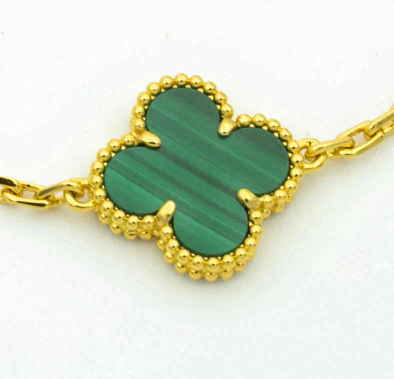 [LumiVibe] CLOVER 5 MOTIF MALACHITE BRACELET COLLECTION