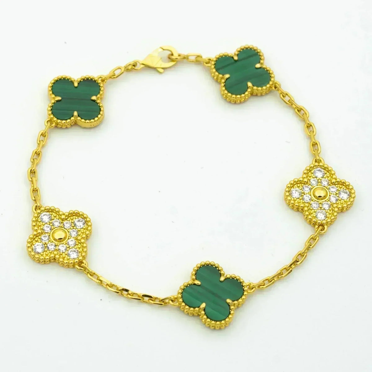 [LumiVibe] CLOVER 5 MOTIF MALACHITE BRACELET COLLECTION