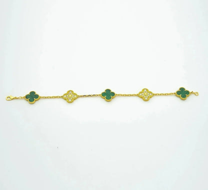 [LumiVibe] CLOVER 5 MOTIF MALACHITE BRACELET COLLECTION