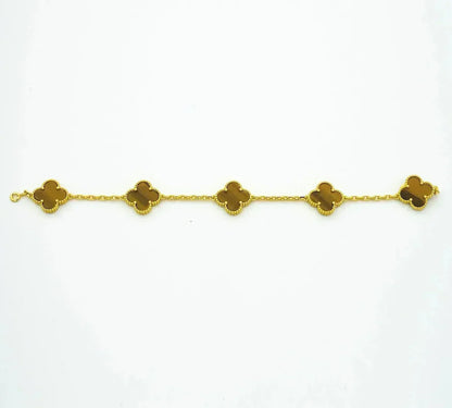 [LumiVibe] CLOVER 5 MOTIFS TIGER EYE BRACELET COLLECTION