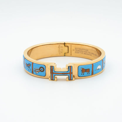 [LumiVibe]H PINK GOLD BRACELET BLUE CERAMIC