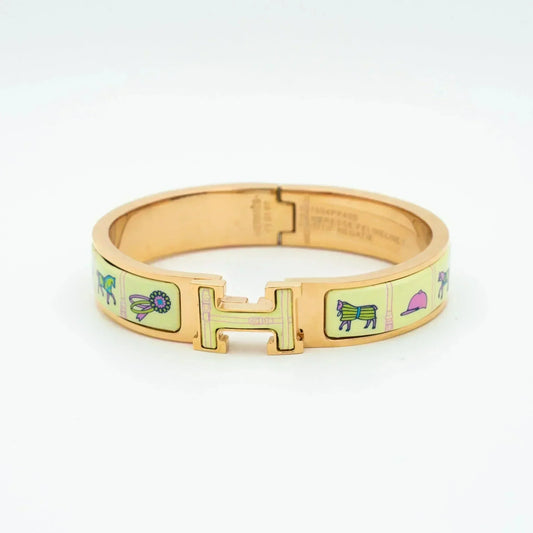 [LumiVibe]H PINK GOLD BRACELET CREAM CERAMIC