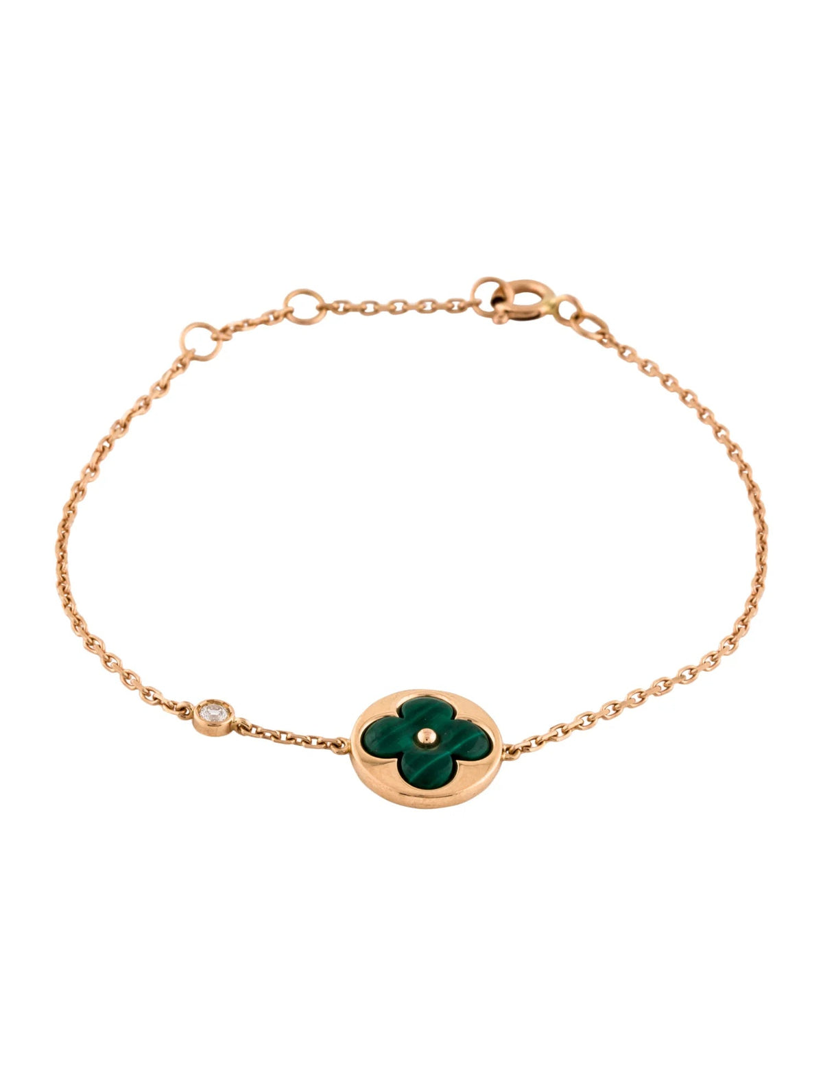 [LumiVibe]SUN MALACHITE 1 DIAMOND PINK GOLD BRACELET
